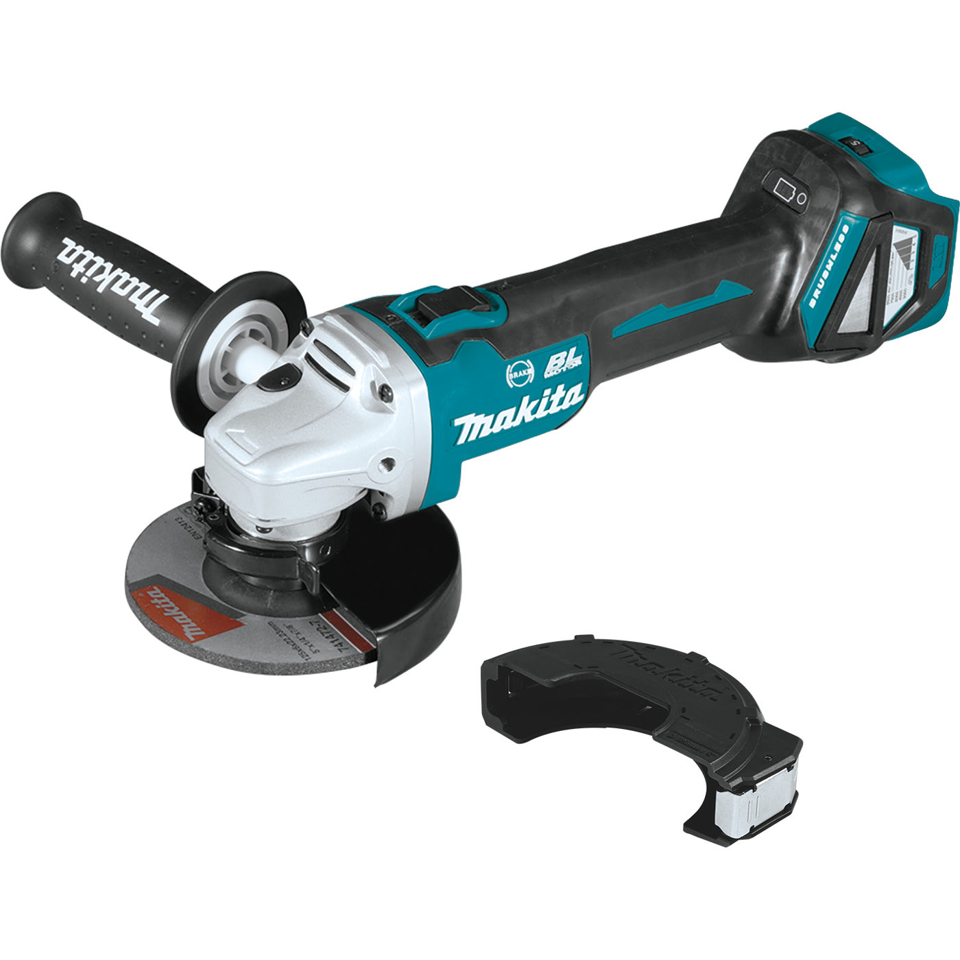 Makita XAG16Z 18V LXT® Lithium-Ion Brushless Cordless 4-1/2” / 5" Cut-Off/Angle Grinder, 3,000-8,500 RPM, var.spd., electric brake, no lock-off, lock-on (Tool Only) - theholdroom